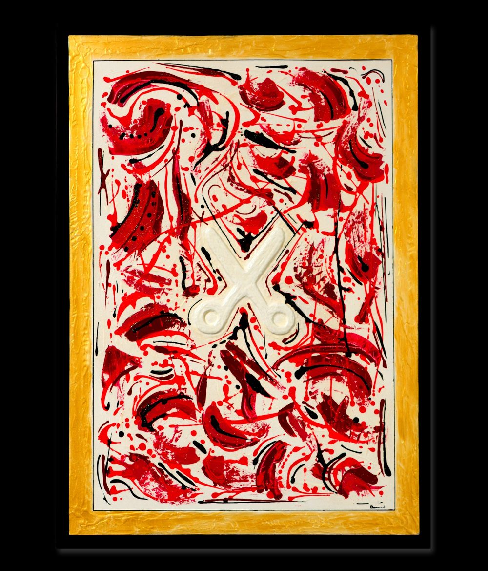 CUT, Mixed media on canvas, 70 × 100 cm