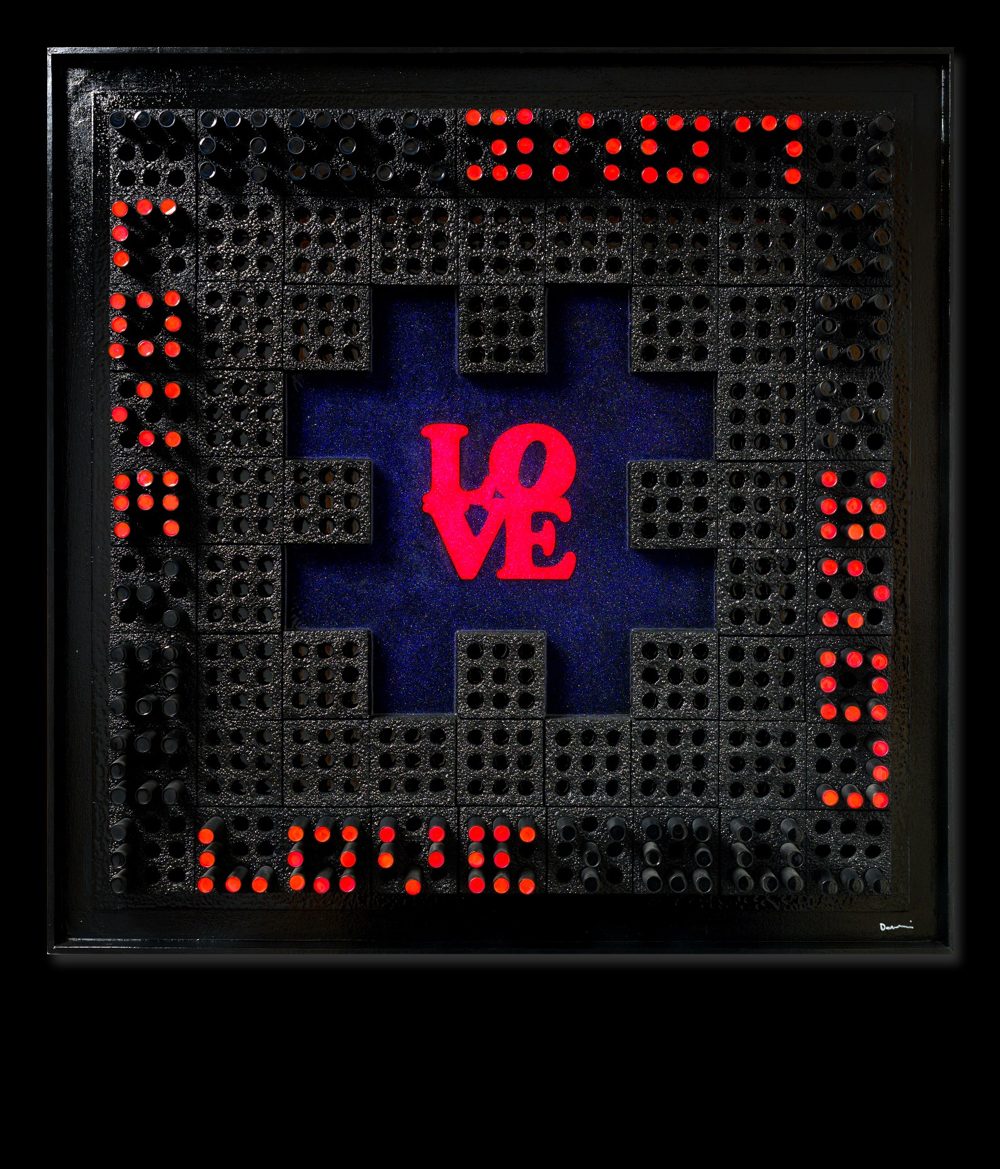 LOVE, Mixed media on canvas, 105 × 105 cm